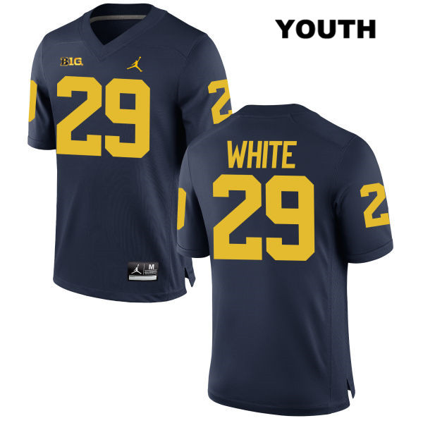 Youth NCAA Michigan Wolverines Brendan White #29 Navy Jordan Brand Authentic Stitched Football College Jersey TS25K83MQ